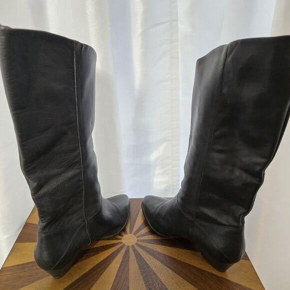 Vintage Calico Womens US 5.5 Black Leather Boots Western Boho Cowgirl Riding 70s - Picture 9 of 14